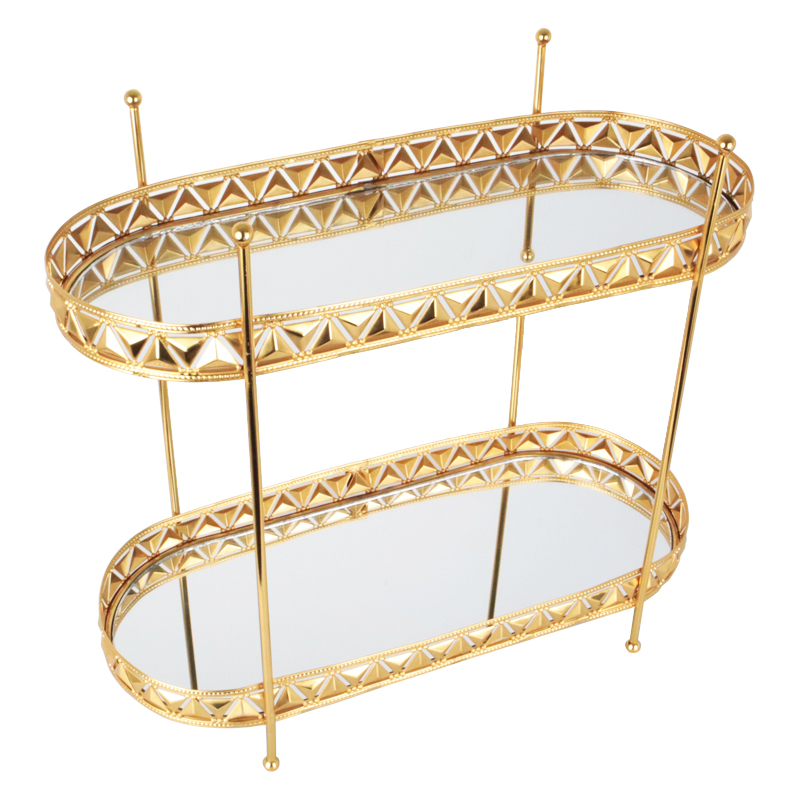 PRESENTOIR DECO METAL 2 NIVEAUX 32X15X35 CM MODELE OR 