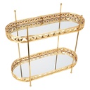 PRESENTOIR DECO METAL 2 NIVEAUX 32X15X35 CM MODELE OR 