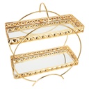 PRESENTOIR DECO METAL 2 NIVEAUX 32X13X38 CM MODELE OR 