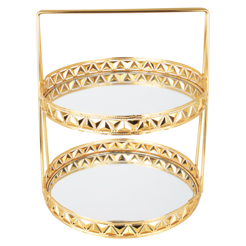 PRESENTOIR DECO METAL 2 NIVEAUX 26X30 CM MODELE OR 