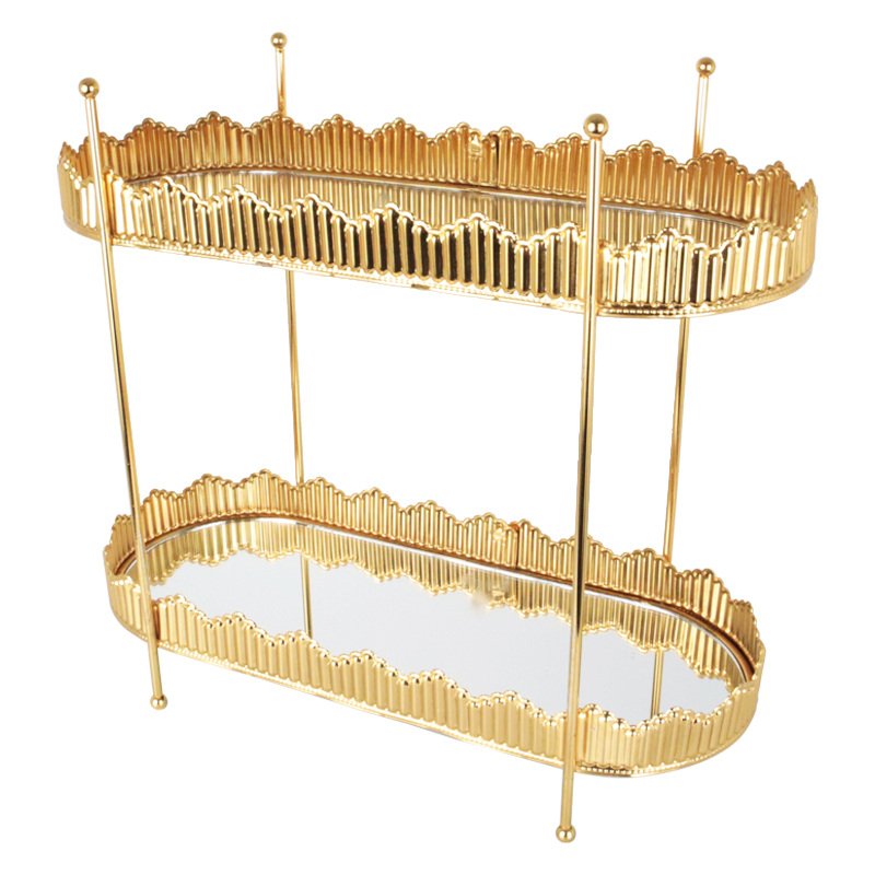 PRESENTOIR DECO METAL 2 NIVEAUX 32X15X35 CM MODELE OR 