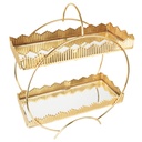 PRESENTOIR DECO METAL 2 NIVEAUX 32X13X38 CM MODELE OR 