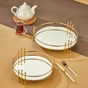 SET 2 PLATEAUX DECO METAL 24 CM &amp; 30 CM MODELE OR