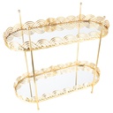PRESENTOIR DECO METAL 2 NIVEAUX 35X32X15 CM MODELE OR