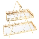PRESENTOIR DECO METAL 2 NIVEAUX 35X32X15 CM MODELE OR