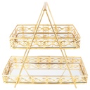 PRESENTOIR DECO METAL 2 NIVEAUX 32X35X15 CM MODELE OR