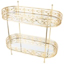 PRESENTOIR DECO METAL 2 NIVEAUX 32X26X13 CM MODELE OR
