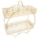 PRESENTOIR DECO METAL 2 NIVEAUX 38X32X13 CM MODELE OR