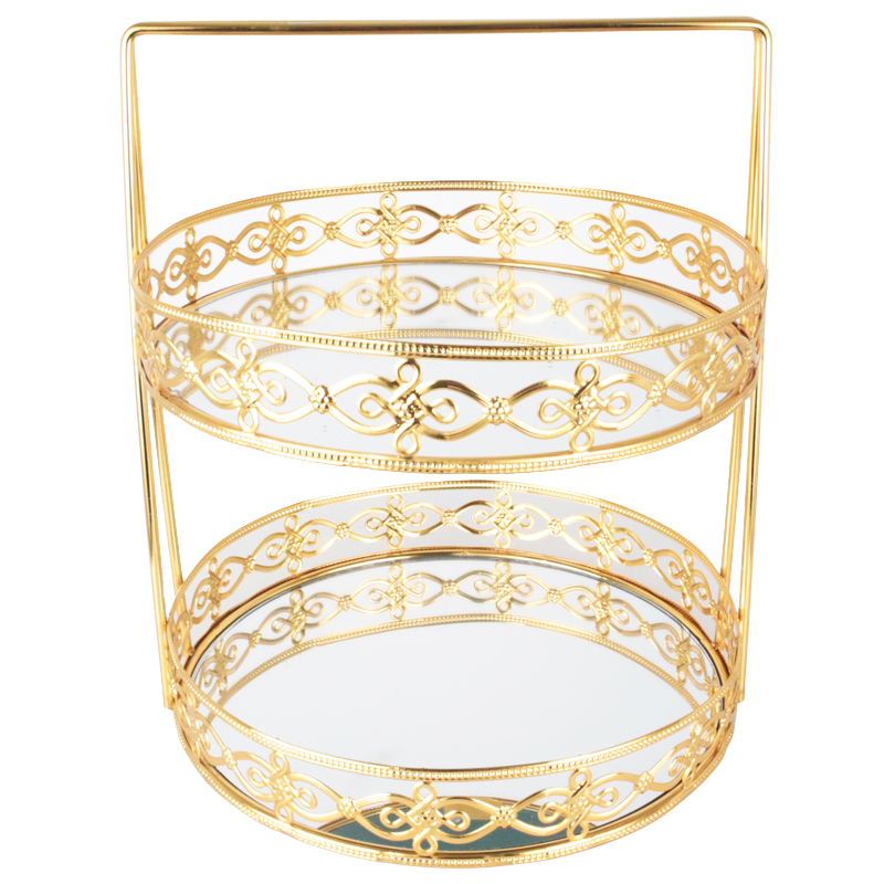 PRESENTOIR DECO METAL 2 NIVEAUX 30X25 CM MODELE OR