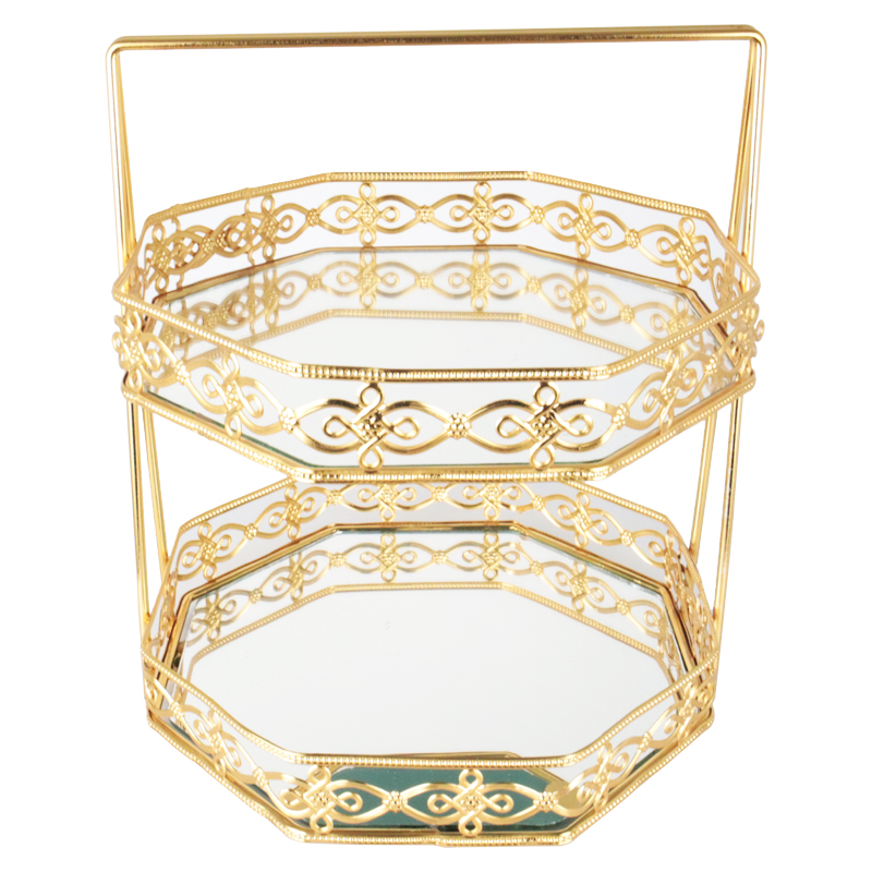 PRESENTOIR DECO METAL 2 NIVEAUX 30X25 CM MODELE OR