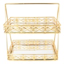 PRESENTOIR DECO METAL 2 NIVEAUX 35X32X15 CM MODELE OR