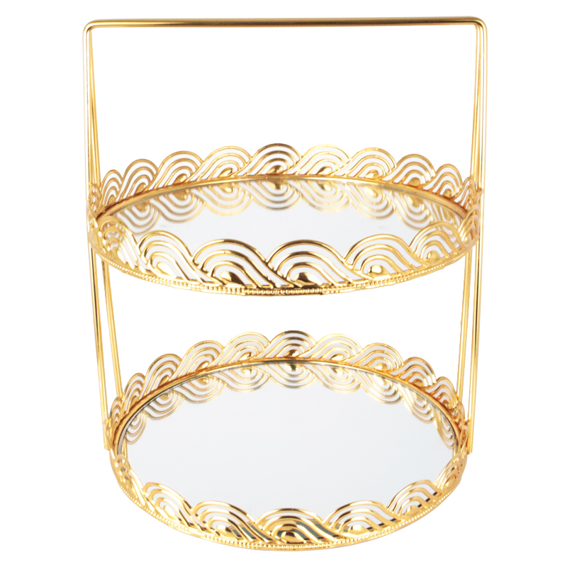 PRESENTOIR DECO METAL 2 NIVEAUX 31X25 CM MODELE OR