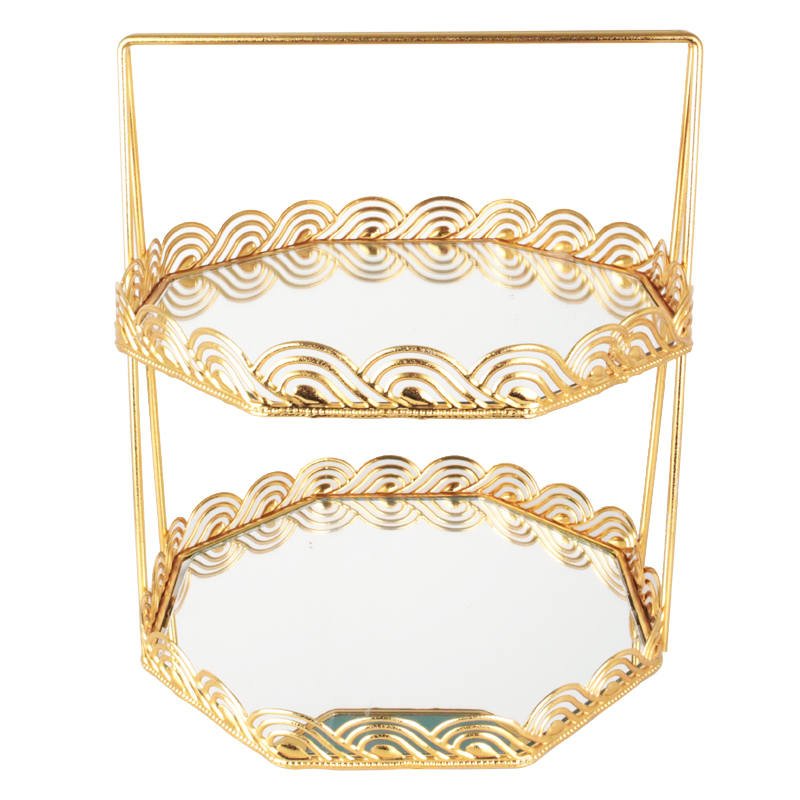 PRESENTOIR DECO METAL 2 NIVEAUX 31X25 CM MODELE OR