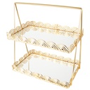 PRESENTOIR DECO METAL 2 NIVEAUX 31X28X18 CM MODELE OR