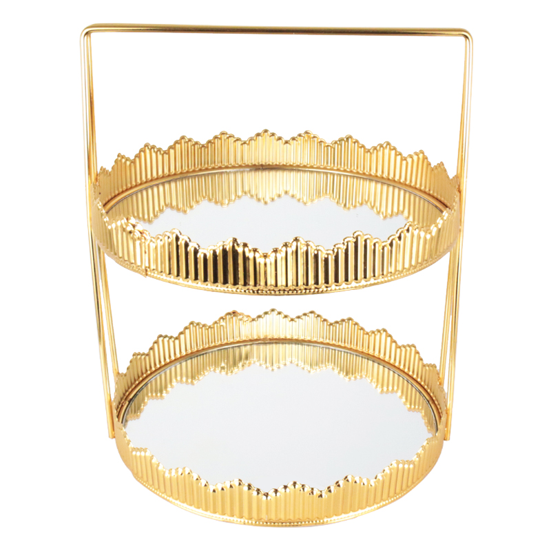 PRESENTOIR DECO METAL 2 NIVEAUX 31X25 CM MODELE OR