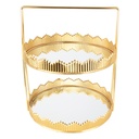 PRESENTOIR DECO METAL 2 NIVEAUX 31X25 CM MODELE OR