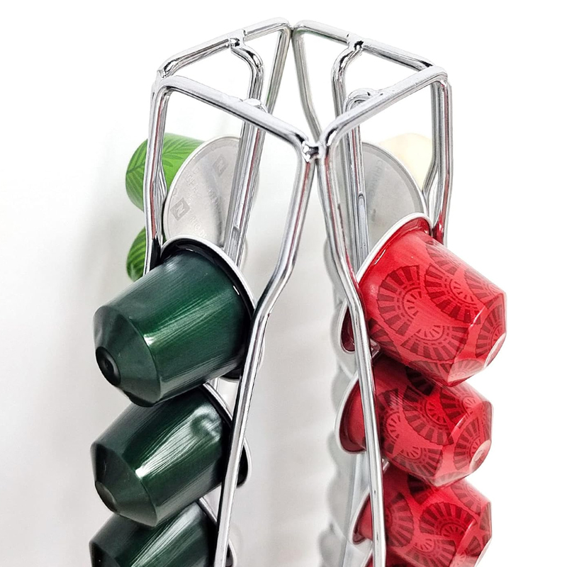 Support à capsules EXPRESSO (Compatible Nespresso) métal inox 38x14 cm