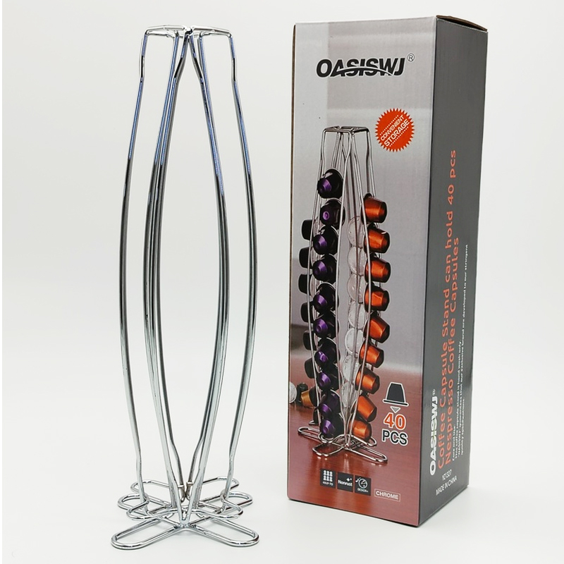 Support à capsules EXPRESSO (Compatible Nespresso) métal inox 38x14 cm