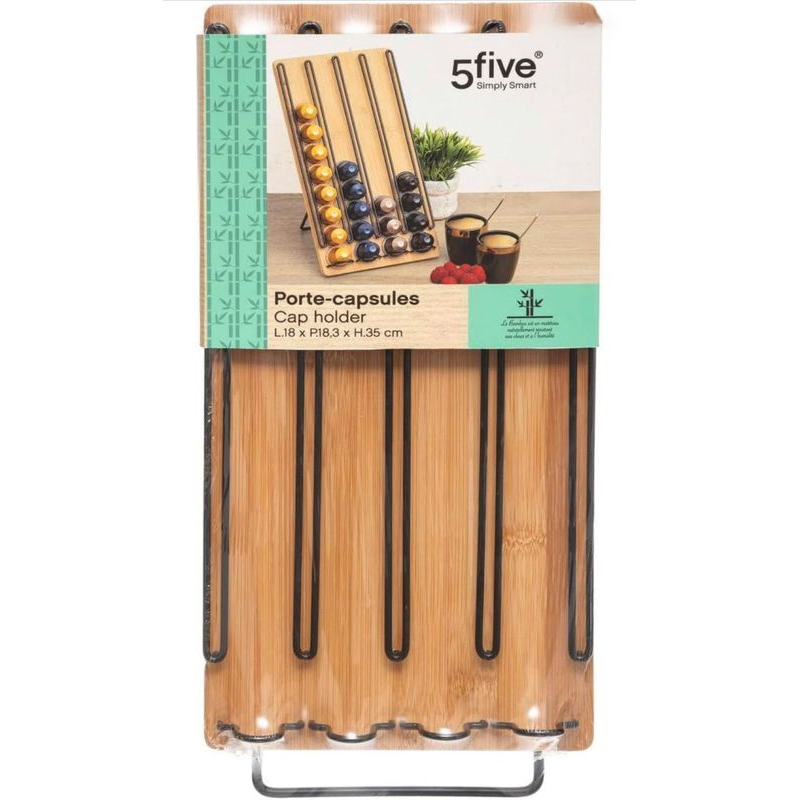 Support à capsules EXPRESSO (Compatible Nespresso) métal &amp; Bois 35x18 cm