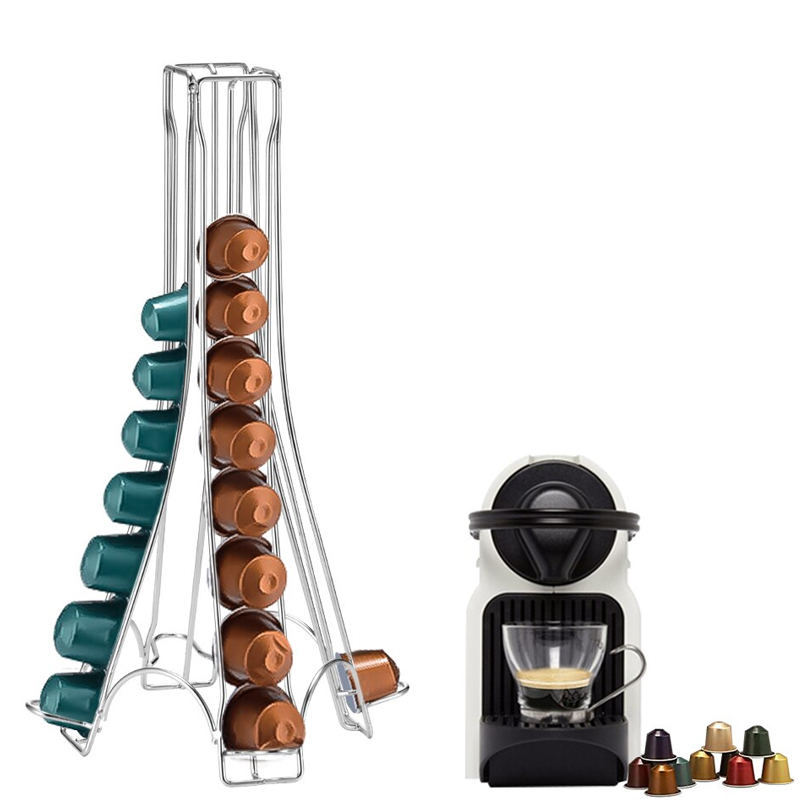 Support à capsules EXPRESSO (Compatible Nespresso) métal inox 30x17 cm