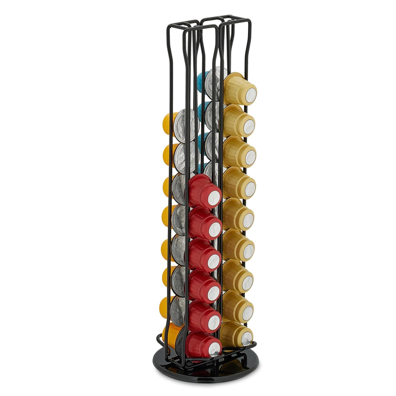 Support à capsules EXPRESSO (Compatible Nespresso) métal noir 37x11 cm