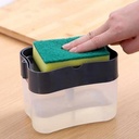 Distributeur liquide vaisselle avec éponge 10x9x14 cm Mix 3 Noir, Blanc, Gris