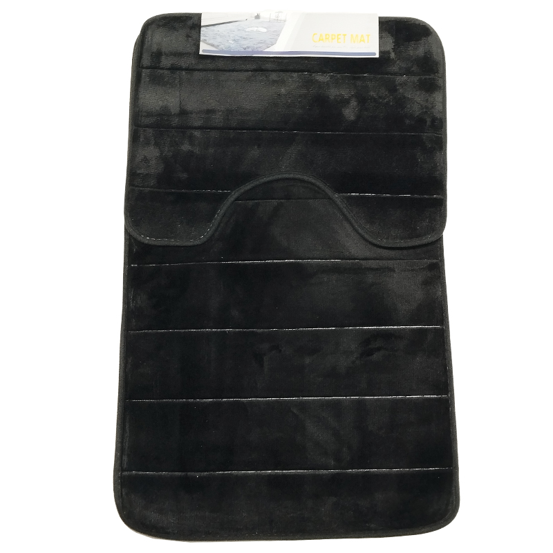SET 2 TAPIS (TAPIS + CONTOUR WC) 50X80 CM + 40X50 CM COULEUR NOIR/GRIS/BEIGE