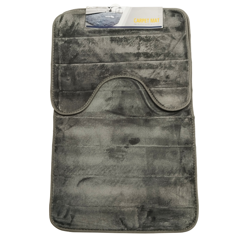 SET 2 TAPIS (TAPIS + CONTOUR WC) 50X80 CM + 40X50 CM COULEUR NOIR/GRIS/BEIGE