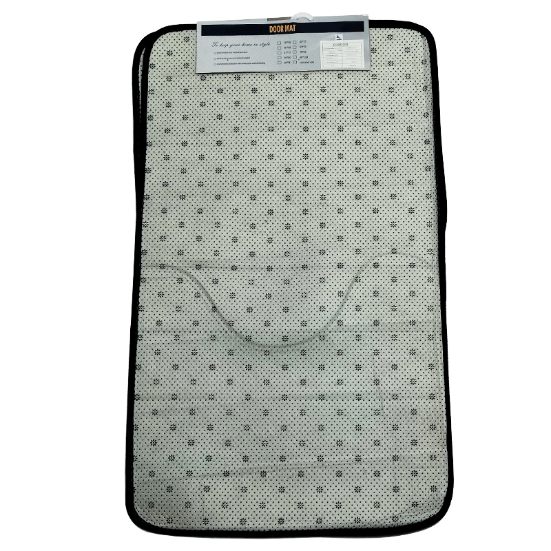 SET 2 TAPIS (TAPIS + CONTOUR WC) 50X80 CM + 40X50 CM COULEUR NOIR/GRIS/BEIGE