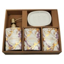 SET SALLE DE BAIN CERAMIQUE 4 PIECES MIX GRIS / OR