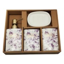SET SALLE DE BAIN CERAMIQUE 4 PIECES MIX GRIS / OR