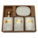 SET SALLE DE BAIN CERAMIQUE 4 PIECES MIX GRIS / OR