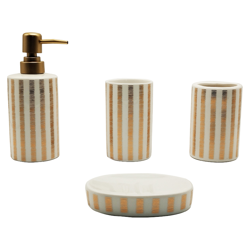 SET SALLE DE BAIN CERAMIQUE 4 PIECES MIX BLANC / NOIR