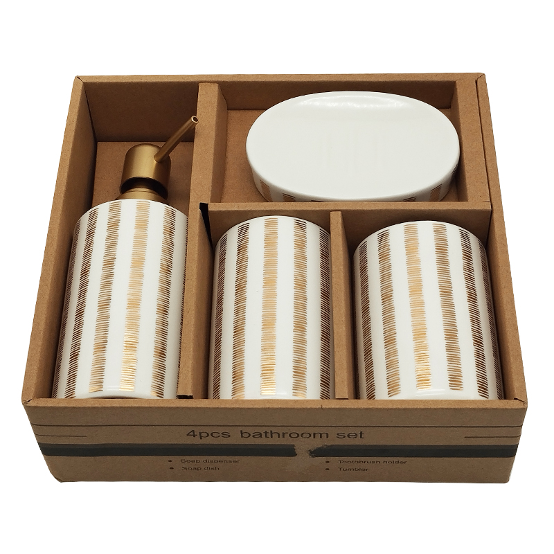 SET SALLE DE BAIN CERAMIQUE 4 PIECES MIX BLANC / NOIR
