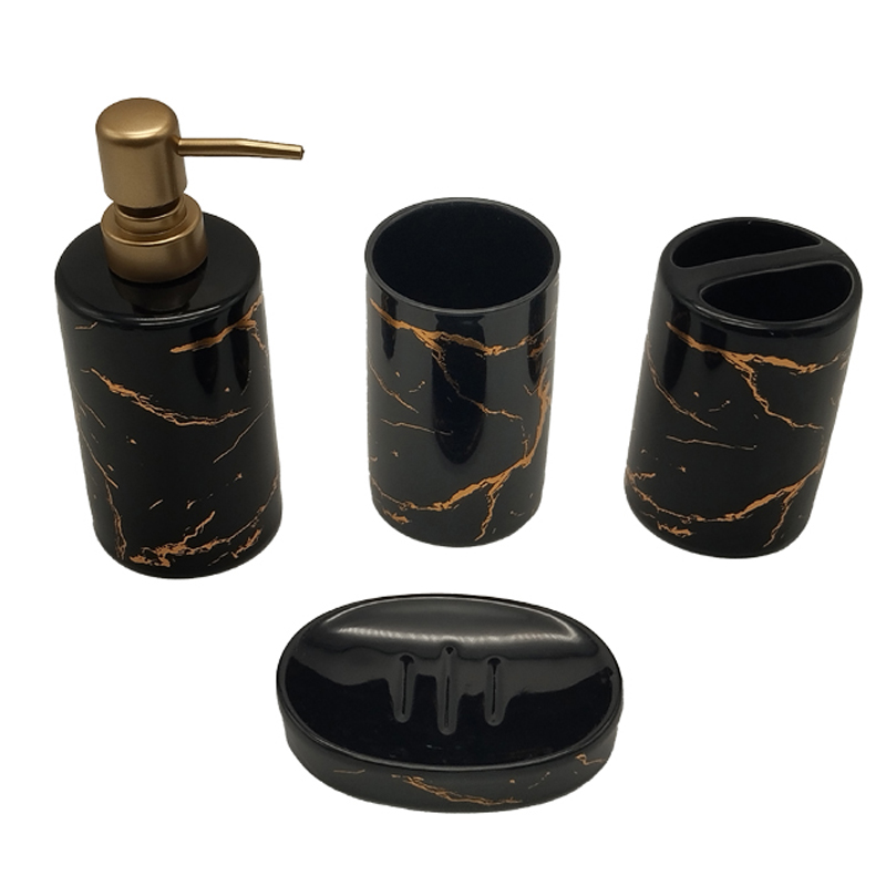 SET SALLE DE BAIN CERAMIQUE 4 PIECES MIX BLANC / NOIR