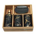SET SALLE DE BAIN CERAMIQUE 4 PIECES MIX BLANC / NOIR