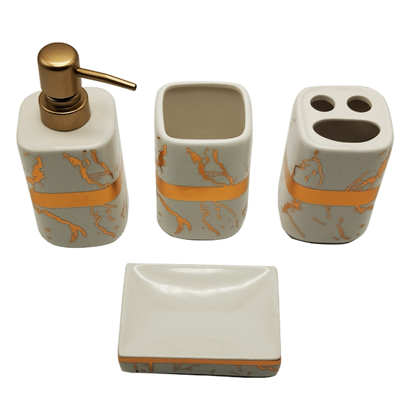 SET SALLE DE BAIN CERAMIQUE 4 PIECES MIX BLANC / NOIR