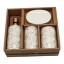 SET SALLE DE BAIN CERAMIQUE 4 PIECES MIX BLANC / NOIR