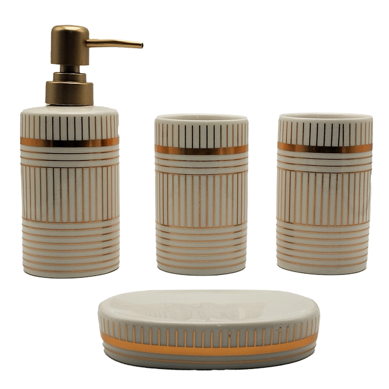 SET SALLE DE BAIN CERAMIQUE 4 PIECES MIX BLANC / NOIR