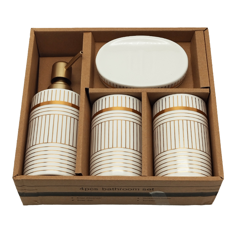 SET SALLE DE BAIN CERAMIQUE 4 PIECES MIX BLANC / NOIR