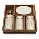 SET SALLE DE BAIN CERAMIQUE 4 PIECES MIX BLANC / NOIR