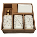 SET SALLE DE BAIN CERAMIQUE 4 PIECES MIX BLANC / NOIR