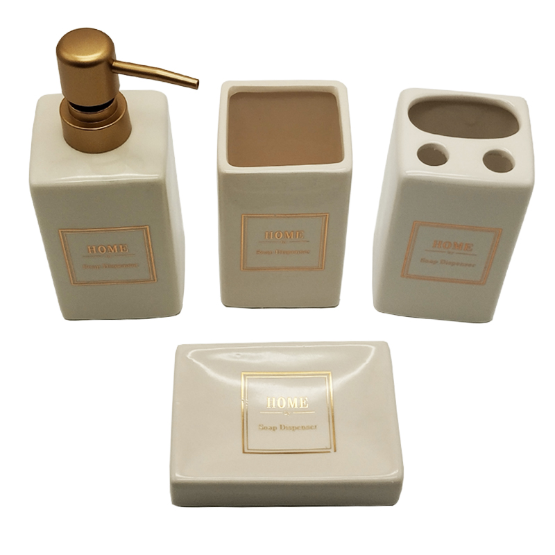 SET SALLE DE BAIN CERAMIQUE 4 PIECES MIX BLANC / NOIR