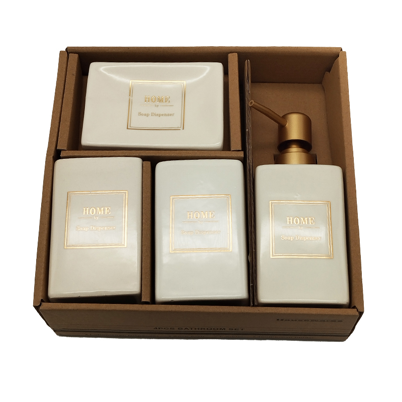 SET SALLE DE BAIN CERAMIQUE 4 PIECES MIX BLANC / NOIR