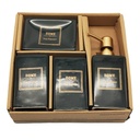 SET SALLE DE BAIN CERAMIQUE 4 PIECES MIX BLANC / NOIR