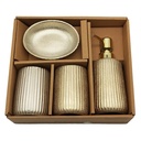 SET SALLE DE BAIN CERAMIQUE 4 PIECES MIX OR / ARGENT