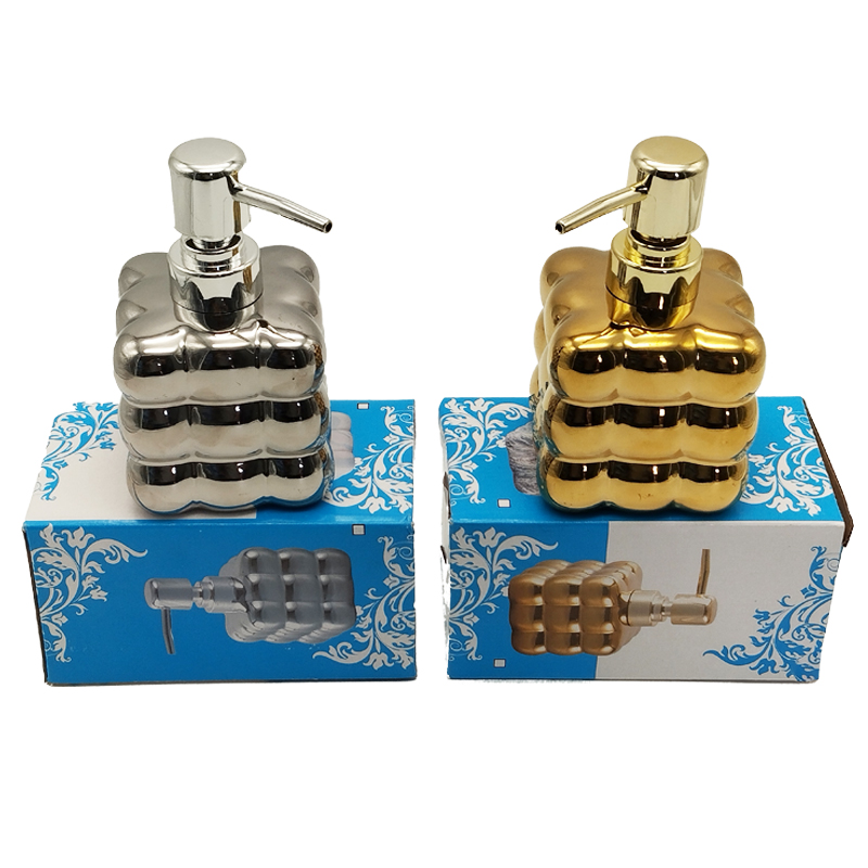 DISTRIBUTEUR SAVON CERAMIQUE 13 CM MIX OR / ARGENT