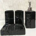 SET SALLE DE BAIN CERAMIQUE 4 PIECES MIX BLANC / NOIR / MARRON