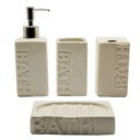 SET SALLE DE BAIN CERAMIQUE 4 PIECES MIX BLANC / NOIR / MARRON