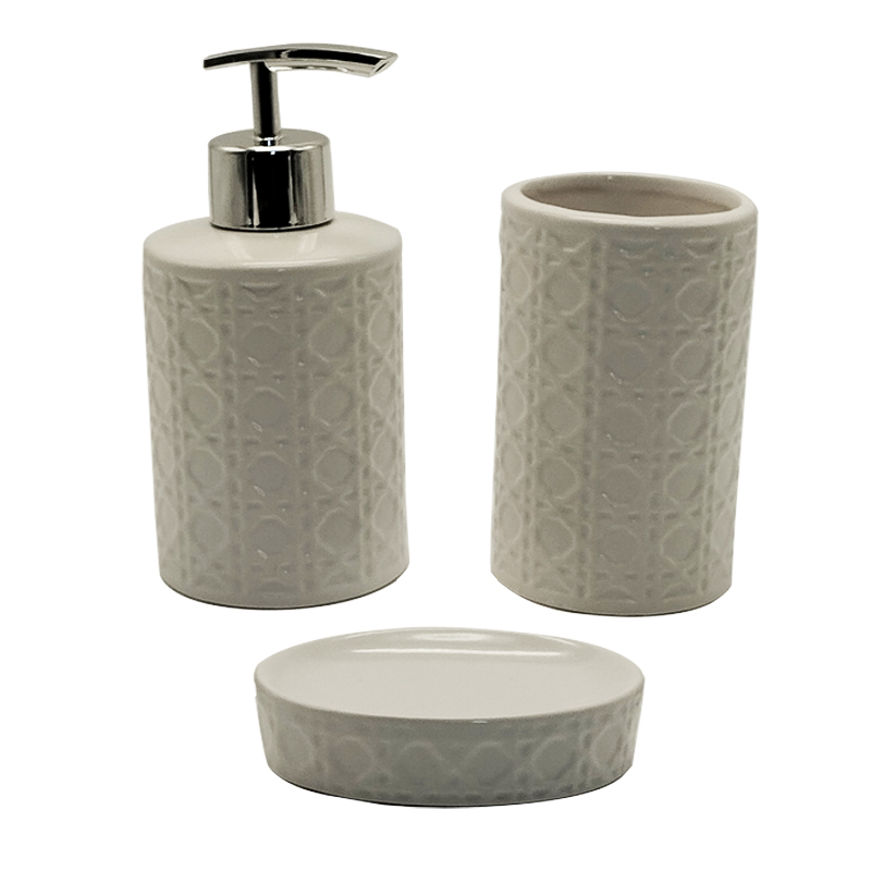 SET SALLE DE BAIN CERAMIQUE 3 PIECES MIX BLANC / NOIR
